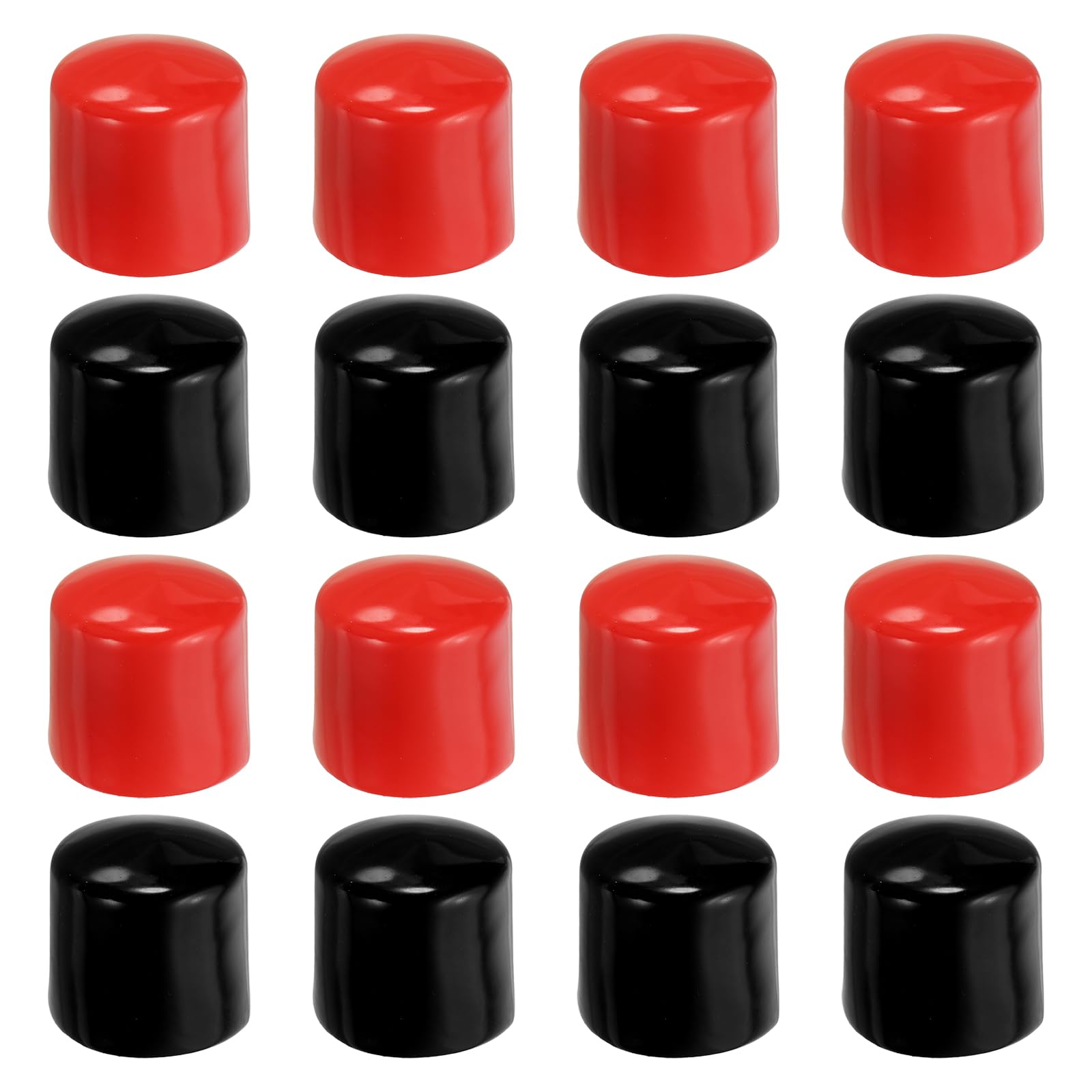 PATIKIL 44 mm Round Rubber End Caps, 16 Pack Vinyl Bolt Cover Caps Flexible Screw Thread Protectors for Metal Tubing Rod Bolts, Black-Red