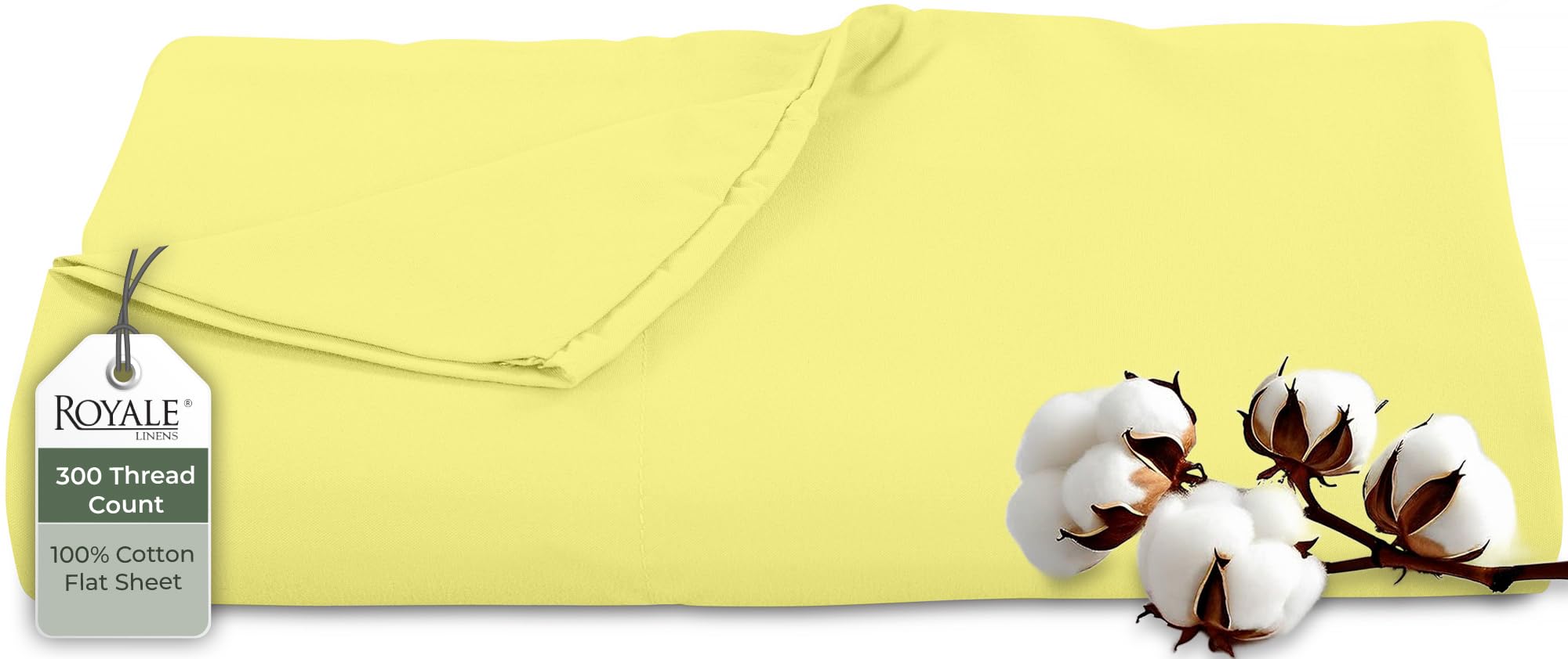 Photo 1 of **more of a gold color**Royale Linens 300 Thread Count 100% Long Staple Combed Cotton Flat Sheet - Super Soft - Top Sheets - Queen Flat Sheet Sold Separately - Breathable, Cool & Crisp Percale Sheets Only (Queen, Yellow)