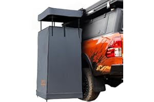 SAN HIMA SanHima Awning Shower Tent with Roof - Car Side Shower Room w/LED Light, Camping Waterproof Portable Privacy Shelter Bathroom Overland, Gray