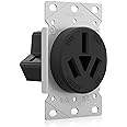 ELEGRP 50 Amps Range Power Receptacle,125/250V Flush Mounting Power Outlet, NEMA 10-50R, Straight Blade Range Outlet, Non-Grounding, 3 Pole 3 Wire, UL Listed, 1 Pack