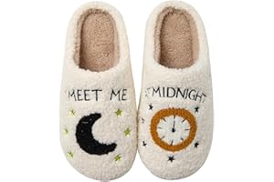 JINLONYU Meet Me at Midnight Slippers for Women Men Ladies Men's Comfortable Plush Home Slippers Slip On Non-slip Slippers