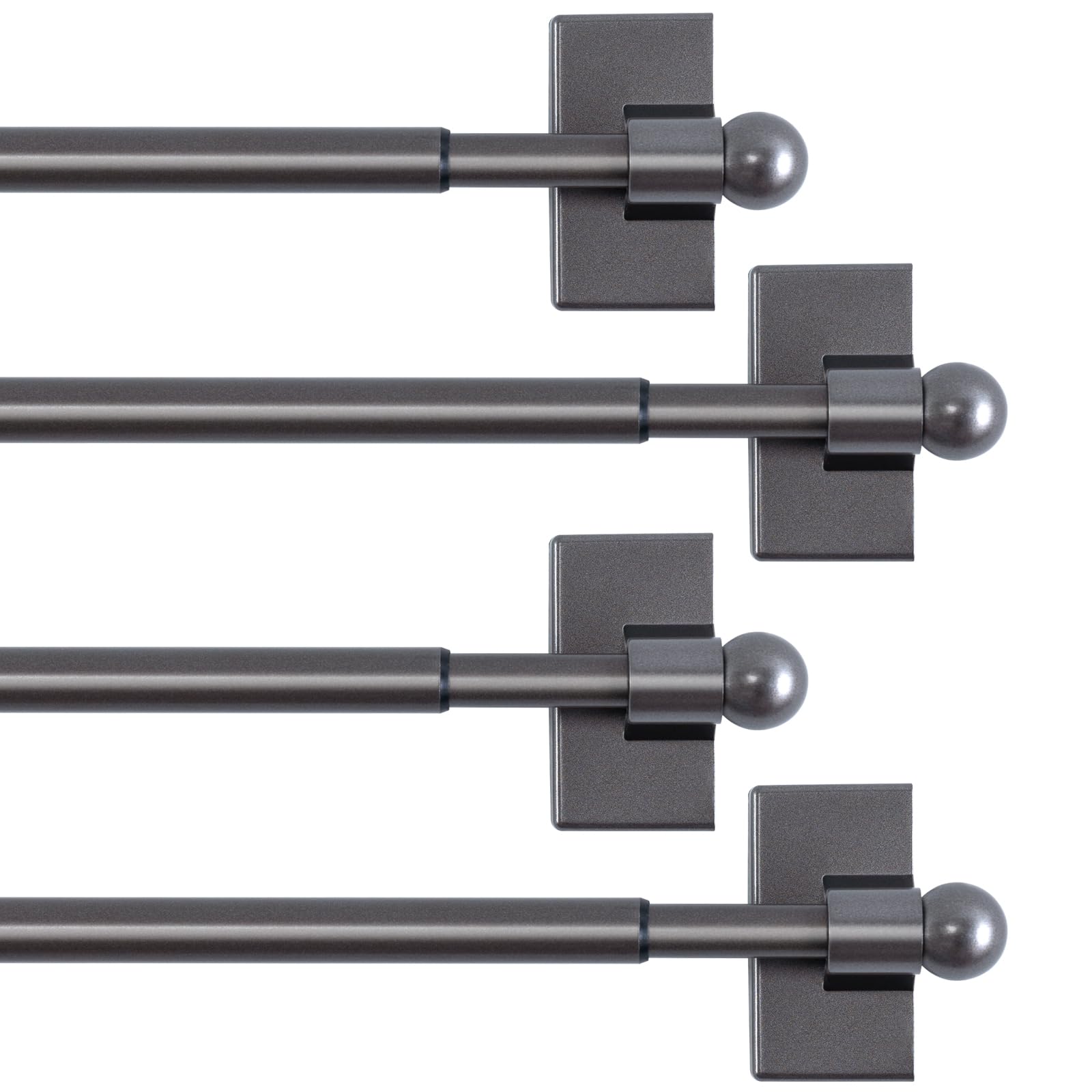 H.VERSAILTEX 4 PACK Magnetic Curtain Rods for Metal Doors, 16 to 28 Inch, 1/2 Inch Diameter, Multi-Use Adjustable Appliances for French Doors Magnetic Cafe Curtain Rod(Pewter)