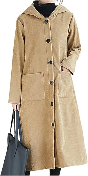 Amazon Chunatch ロング コート コーデュロイ 裏起毛 コーディガン フード付き 秋 冬 レディース チュナッチ アクティブジャケット 通販