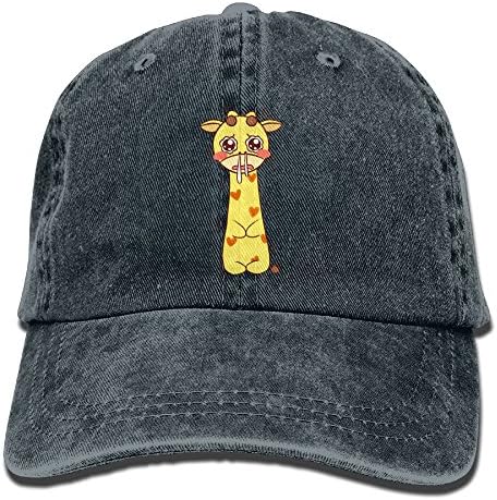 XunFenQi Crying Giraffe Men and Women Vintage Washed Dyed Cotton Adjustable Plain Baseball Cowboy Cap