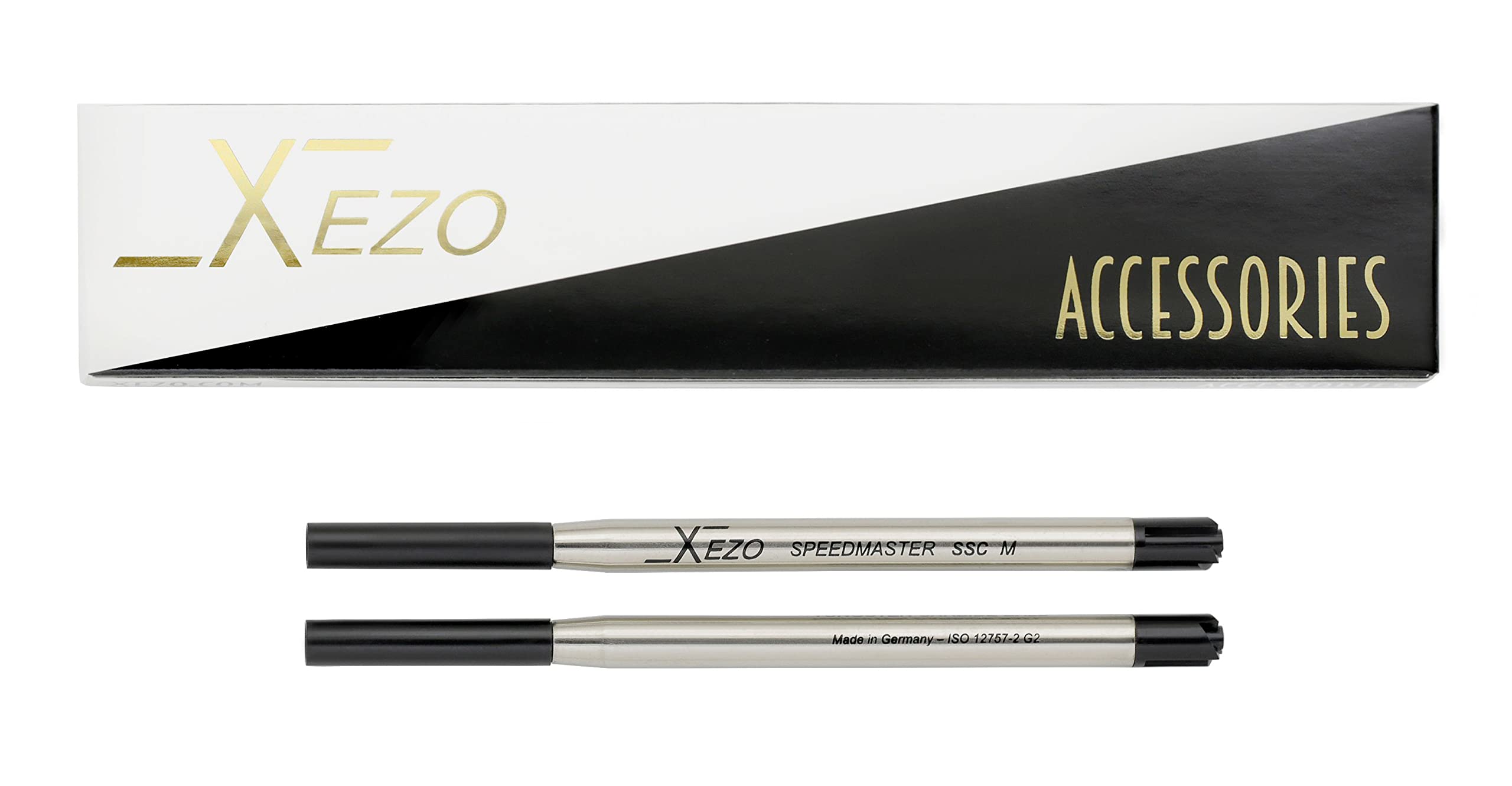 Xezo Black SSC-M Standard Ballpoint Refills, Pack of 2. Medium to Fine Stroke Width. Made in Germany