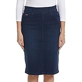 ESTEEZ Women’s Straight Fit Denim Jean Skirt – Knee-Length, Stretch, Pockets – Manhattan