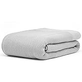 9Threads 100% Cotton Herringbone Weave Blankets, 90"X90" Queen, Throw Blanket for Bed,All Season Cotton Blanket, Cozy Blanket,Throws Bed Blanket,Throw Blanket for Couch,Modern Home Decor -Light Grey
