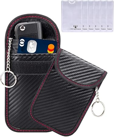 Amazon スマートキーケース Ocoopa 電波遮断ポーチ リレーアタック対策 車の鍵 電子キー完全遮断 ブロッキングポーチ 防犯対策 スキミング防止 キーホルダー 2個セット キーケース キーホルダー 車 バイク