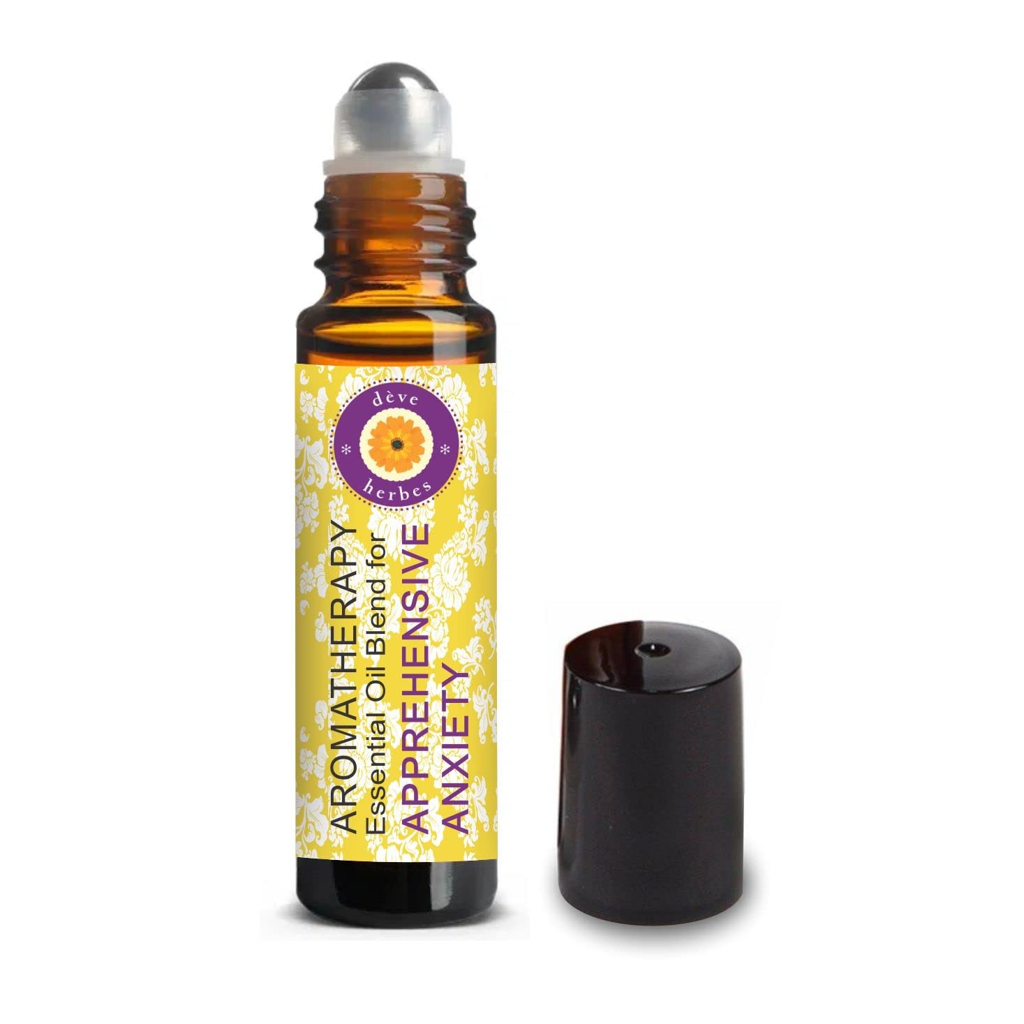 Deve Herbes APPREHENSIVE Anxiety Relief - Aromatherapy Essential Oil Blend of Bergamot, Lavender, Neroli, Rose, Melissa, Geranium, Cedarwood, Patchouli & Orange Essential Oils 10ml (0.33oz)