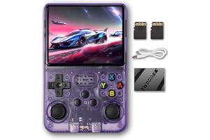 EWDGOES R36S Handheld Game Console 3.5 inch Preinstalled Emulator System Transparent Purple 32GB+64GB