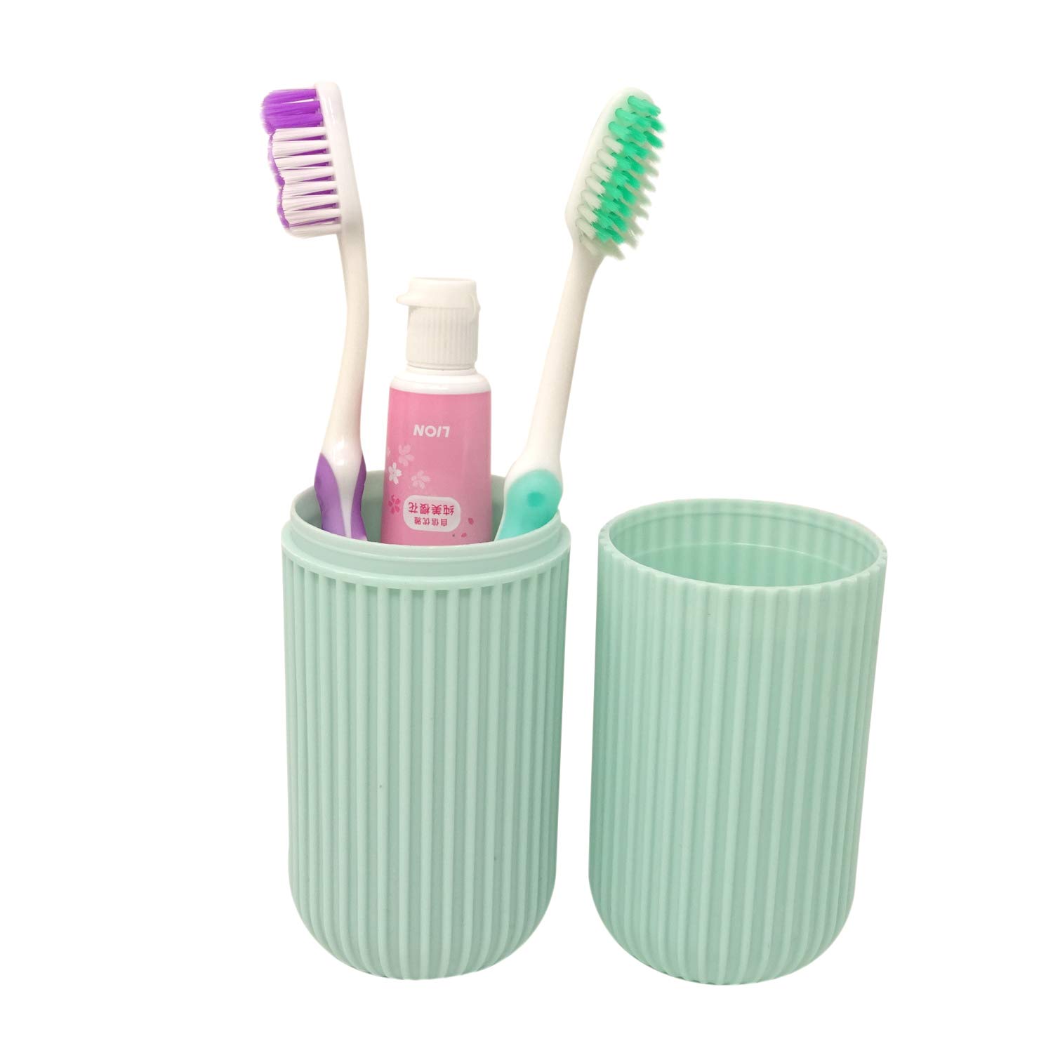 Honbay Portable Plastic Toothbrush Toothpaste Cup Case Box Holder Container for Travel (Green): Beauty