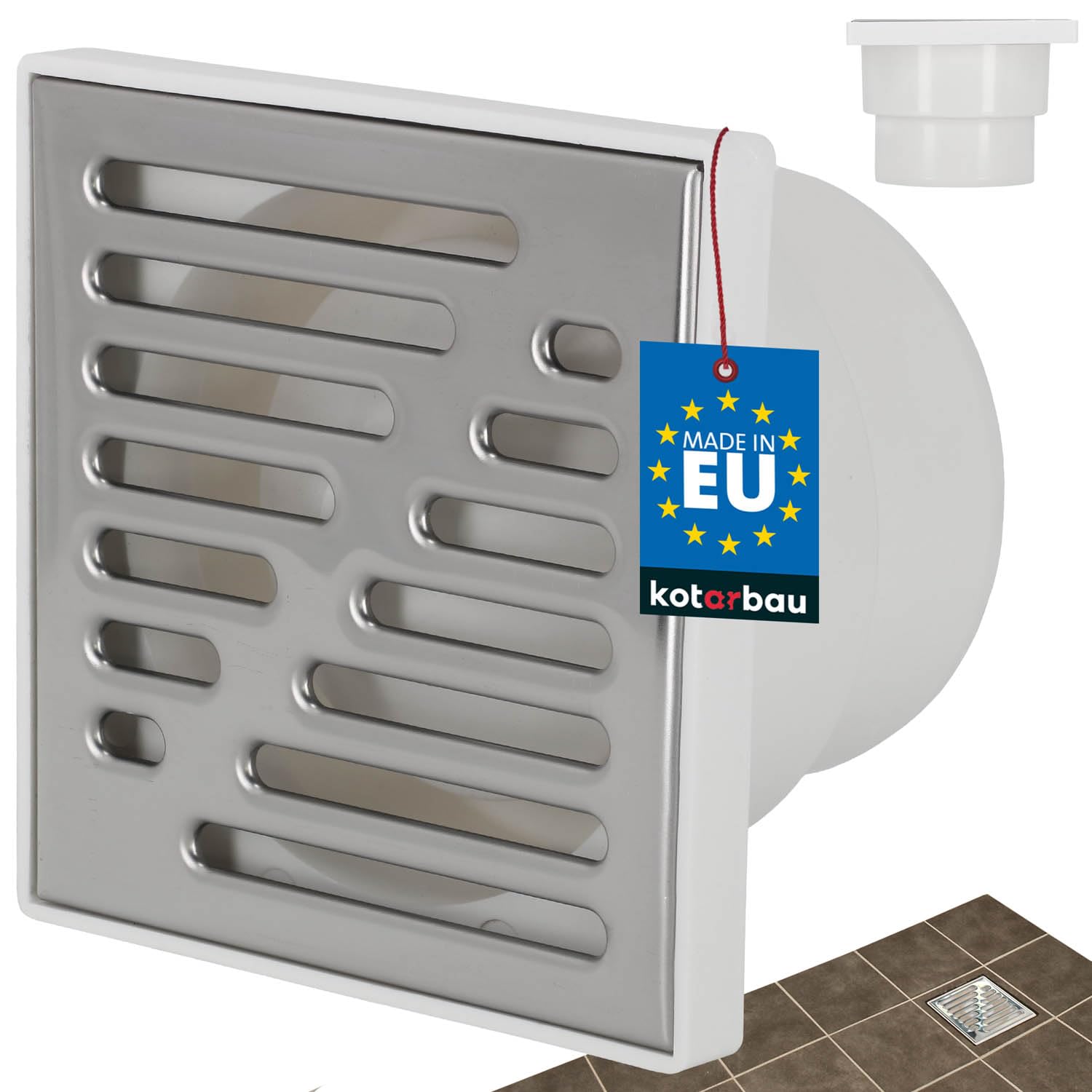 KOTARBAU® Floor Drain 110mm Drain Grid Stainless Steel Square Shower Drain Shower Drain Floor Gutter White 150x150mm