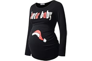 GINKANA Women's Baseball Crew Neck Flower Raglan Sleeve Maternity T-Shirt Top Pregnancy Shirt