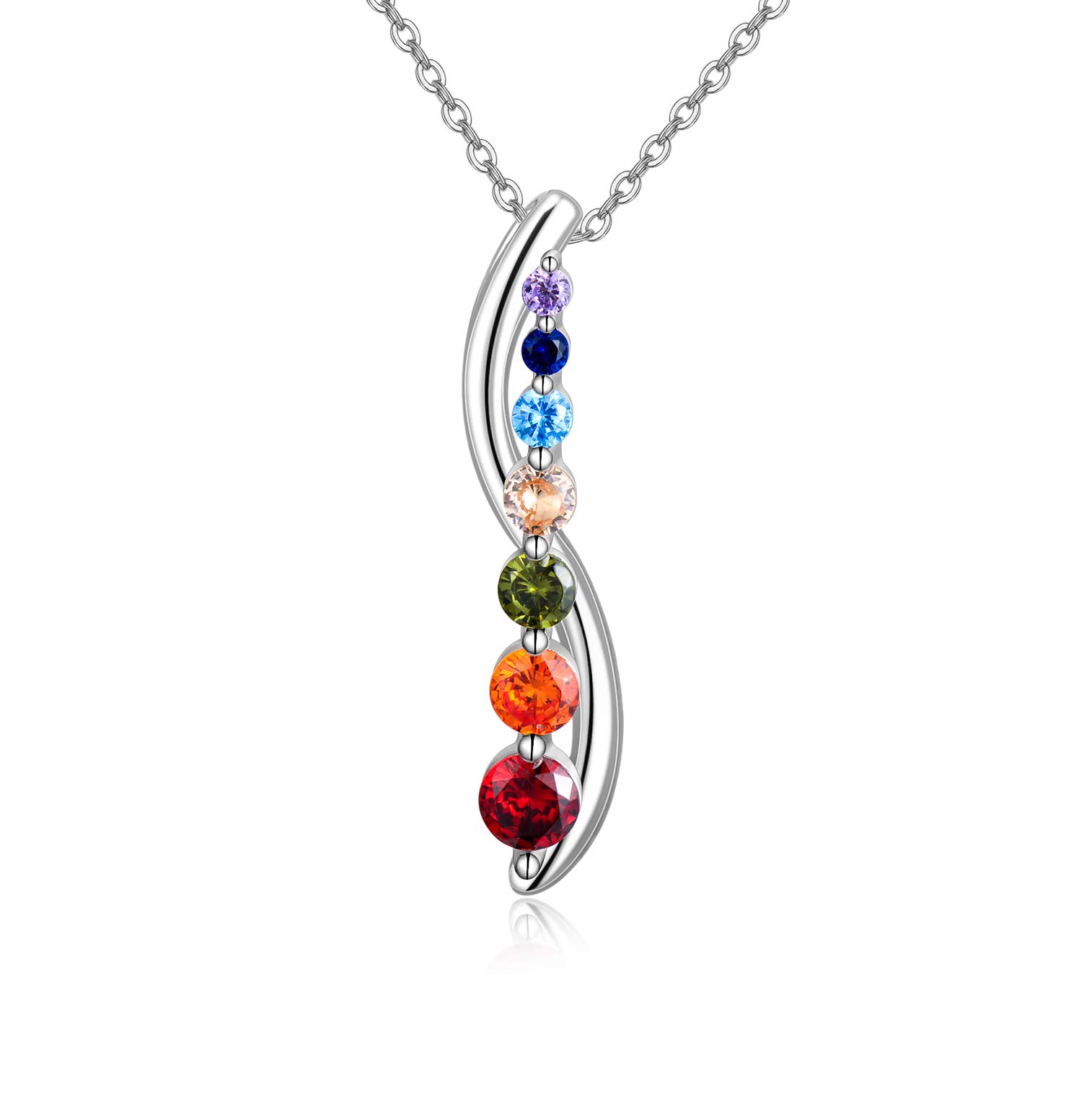 HARMONY BOLA 925 Sterling Silver Chakra Necklace Yoga Pendant Chakra Necklaces Healing Crystals Pendant Jewelry Gifts for Women