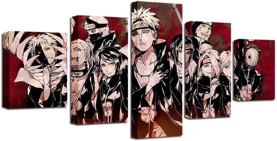 Zmymzm 5 Panels Painting Arts Canvas Naruto Picture for Living Room Decoration Stretched Wall Art Print High Definition Modern Home Decor