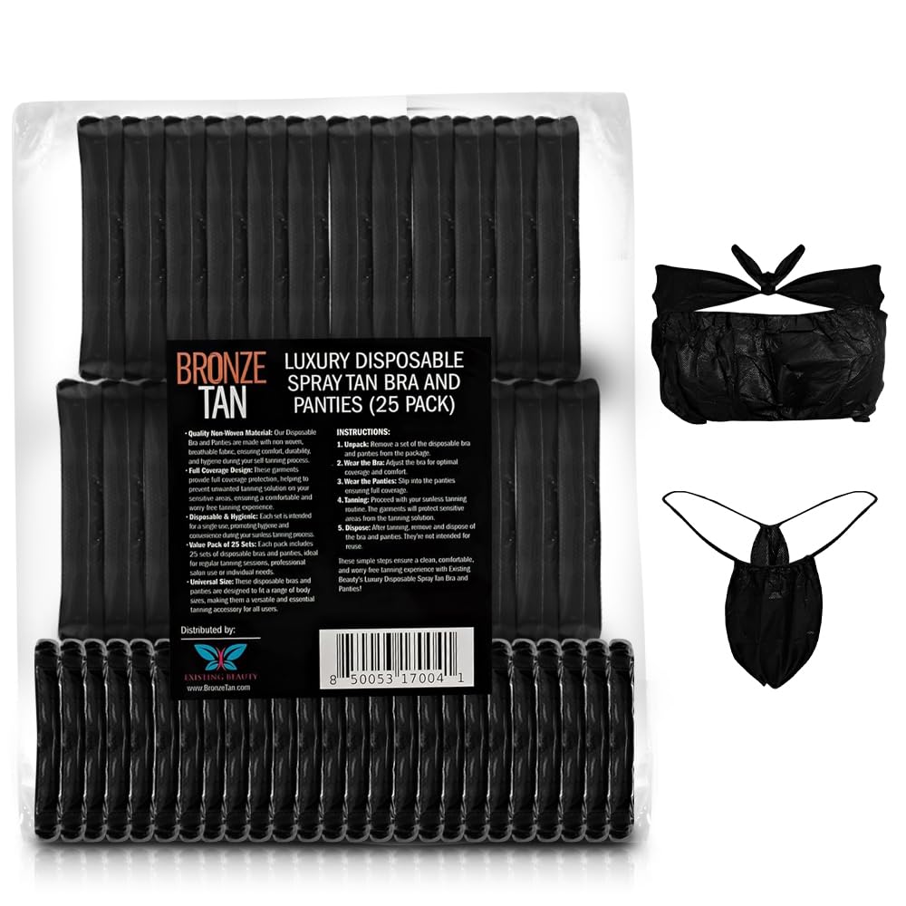 Photo 1 of Bronze Tan Disposable Undergarments for Spray Tan - Non-Woven, Breathable Undergarments, Full Coverage, Hygienic - Ideal for Professional Salons & Home Use, Universal Fit - Pack of 25 Set
