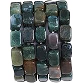 BEADIA Natural Indian Agate Cuboid Stone Loose Semi Gemstone Beads for Jewelry Making 8mmx12mm 38cm/Strand