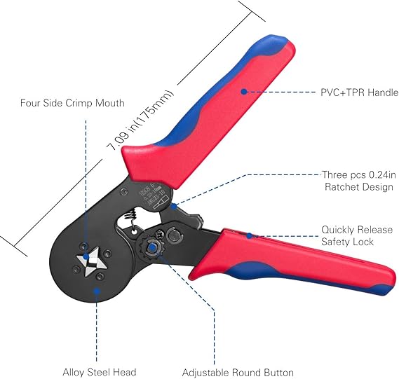 Crimpadora de Terminales 0.25 – 10 mm² , JRG Crimpadora de Alambre Con