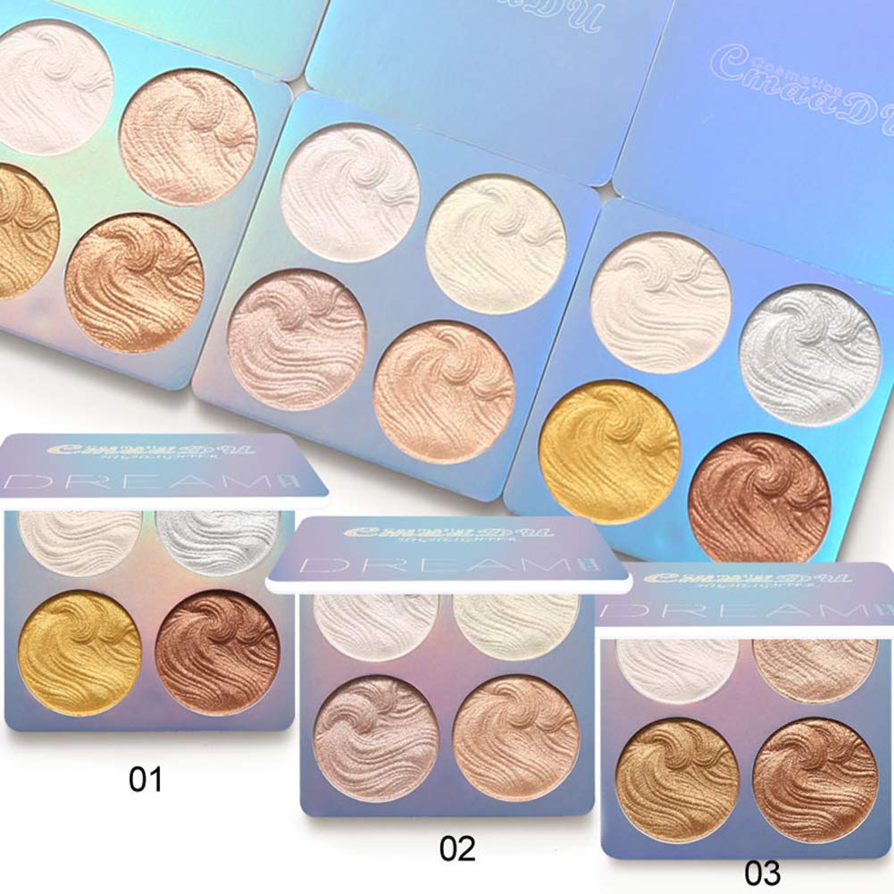 Shimmer Highlighter Powder Palette, Illuminator Powder Palette Highlighter Baked Waterproof Long