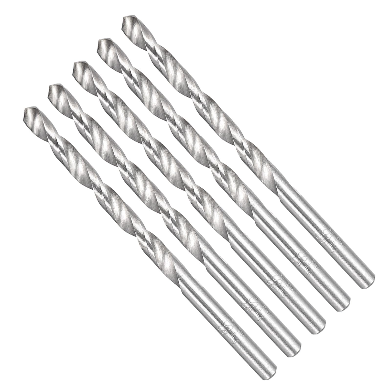 CoCud Twist Drill Bits, 4.7mm Cutting Diameter 0.51" Shank, 4241- High-Speed Steel Aluminum Alloy Jobber Bit Set (Applications: for Metal Wood Plastic), 5-Pieces