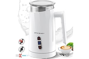 Milk Frother,4-in-1 Electric Frother for Coffee,Spacekey 10.1oz Milk Frother and Steamer,Milk Warmer Heats up to 167℉,Automatic Hot & Cold milk foamer with Buzzer for Latte,Cappuccino,Chocolate Milk