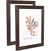 Hogaryo 11x14 Picture Frames Rustic Brown Wood Pattern Set of 2 Photo Frames, for 8x10 with Mat or 11x14 Without Mat Gallery Wall Display Wood Frame