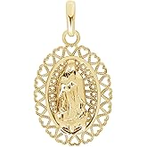Takar Our Lady of Guadalupe Pendant Necklace – Gold Vermeil Sterling Silver Open Heart Filigree – Catholic Jewelry for Women –Made in USA