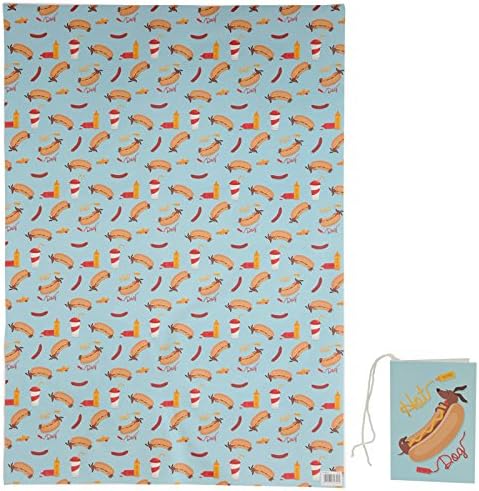 Puckator Funky Sheet of Gift Wrap and Card Sausage Dog Fast Food