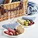 VonShef 4 Person Wicker Picnic Basket Hamper Set with Flatware, Plates and Wine Glasses includes Blue Checked Pattern Lining and Free Picnic Blanket