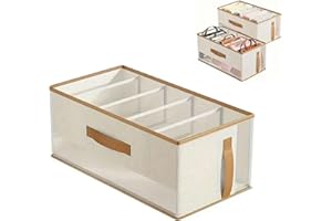 Handbag Storage Organizer with Dividers for Closet, 18.7 Inches Large Drawer Bin with Handle, Beige Non-Woven Purse Protector
