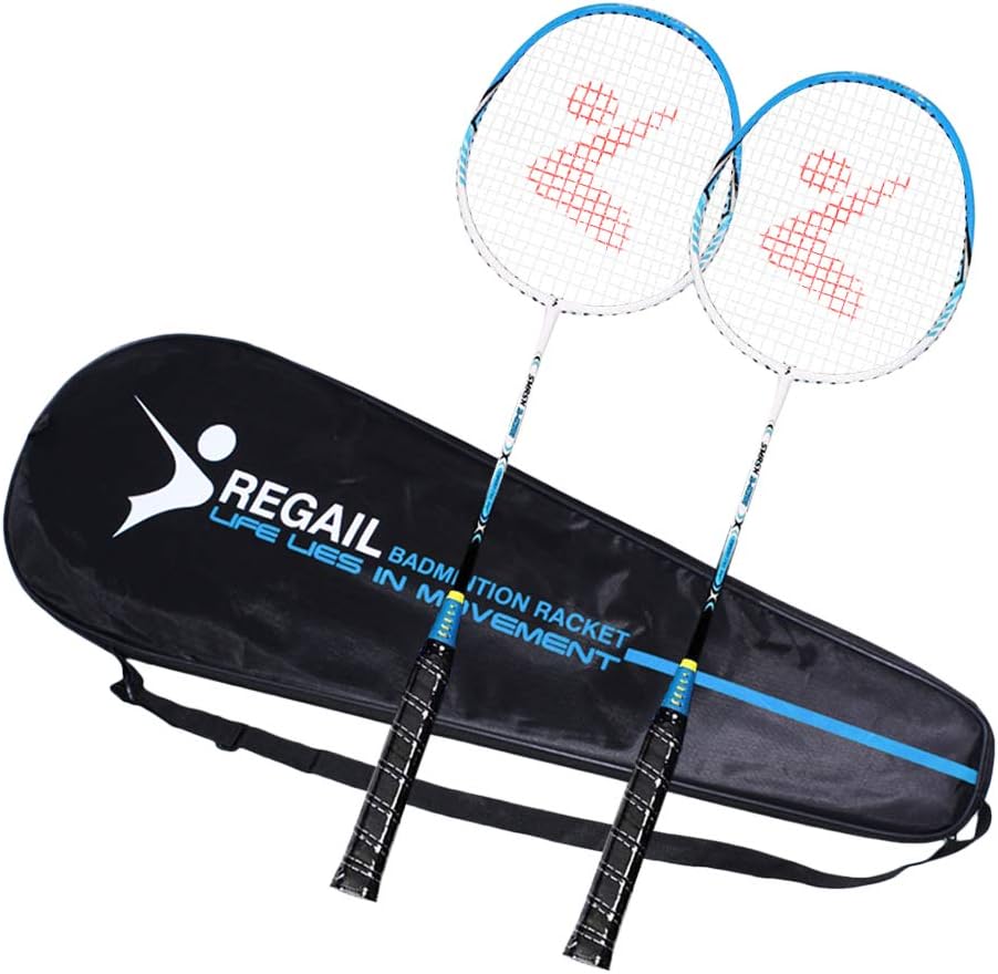 Explopur Badminton Racquet - 2 Player Badminton Racket Set Aluminum Indoor Outdoor Sports Practice Badminton Racquet with Cover Bag