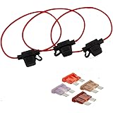 3 Pack -12V Water-resistant Add-A-Circuit Blade Type Inline Fuse holder with Cap16 Gauge (Larger)