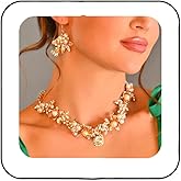 Unicra Gold Wedding Jewelry Sets Rhinestone Necklace and Earring Set Bridal Prom Costume Jewelry for Women and Brides