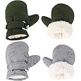 Weradau Fleece Lined Mittens for Baby Boys Girls,Baby Toddler Little Kids Winter Gloves Mittens - 2 Pair Pack
