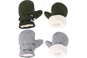 Weradau Fleece Lined Mittens for Baby Boys Girls,Baby Toddler Little Kids Winter Gloves Mittens - 2 Pair Pack