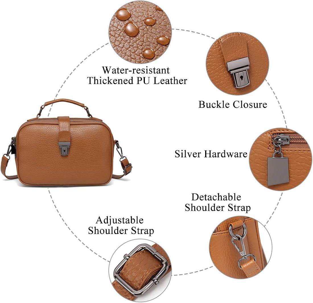 Kasgo Crossbody Bag for Women Vegan Handbag for Ladies Faux Leather Casual Crossbody Satchel Top Handle Bags Shoulder Bag with Detachable Adjustable Strap Brown - Image 5