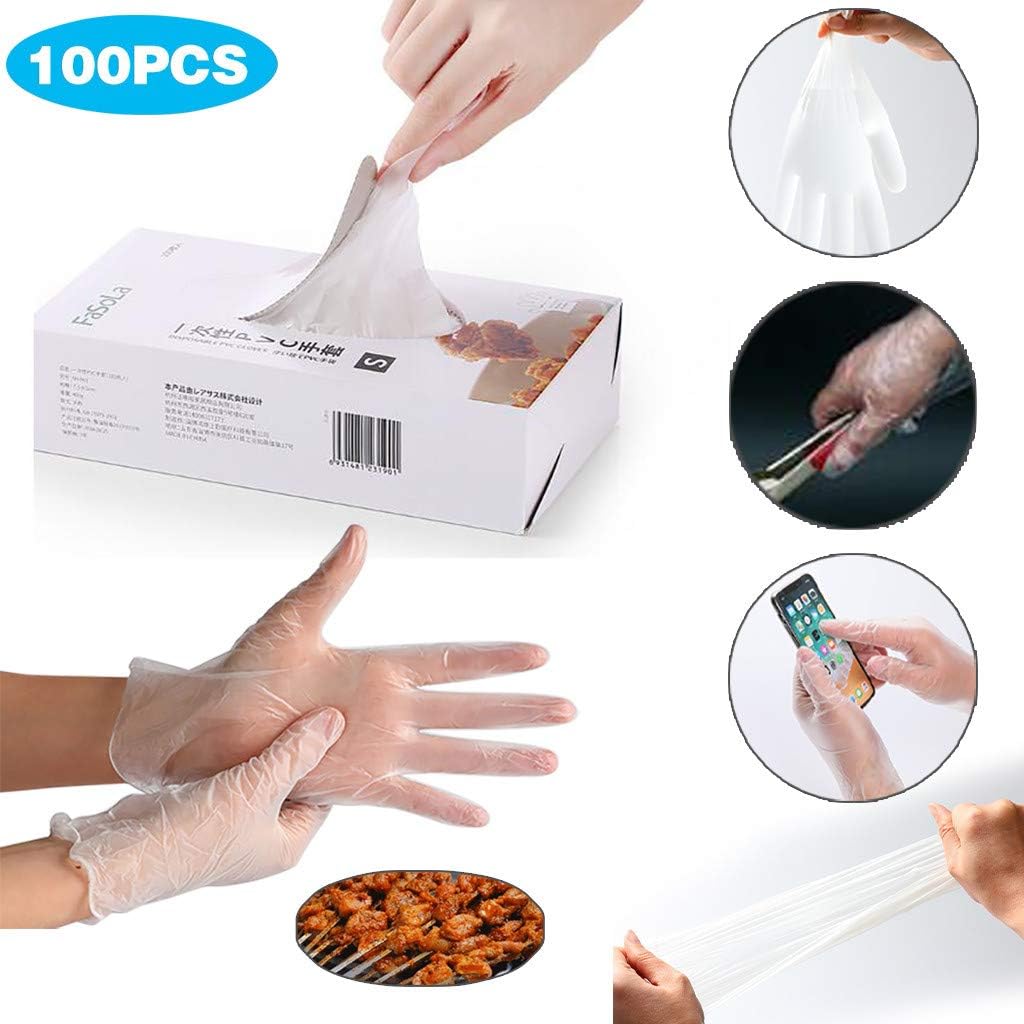 Gloves Latex Free, Gloves Latex Disposable, Vinyl Latex Disposable Gloves Clear Disposable Gloves, Food Gloves Disposable Gloves Food Safe Latex-Free, Small, Medium, Large,100Pcs (M)