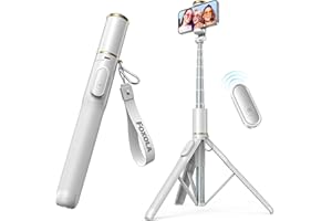 FOXOLA 61" Phone Tripod & Selfie Stick, Extendable All-in-1 Cell Phone Tripod Stand with Wireless Remote, Portable Tripod for iPhone14/13/12 Android in Selfies/Live Stream/Record/Vlog, White