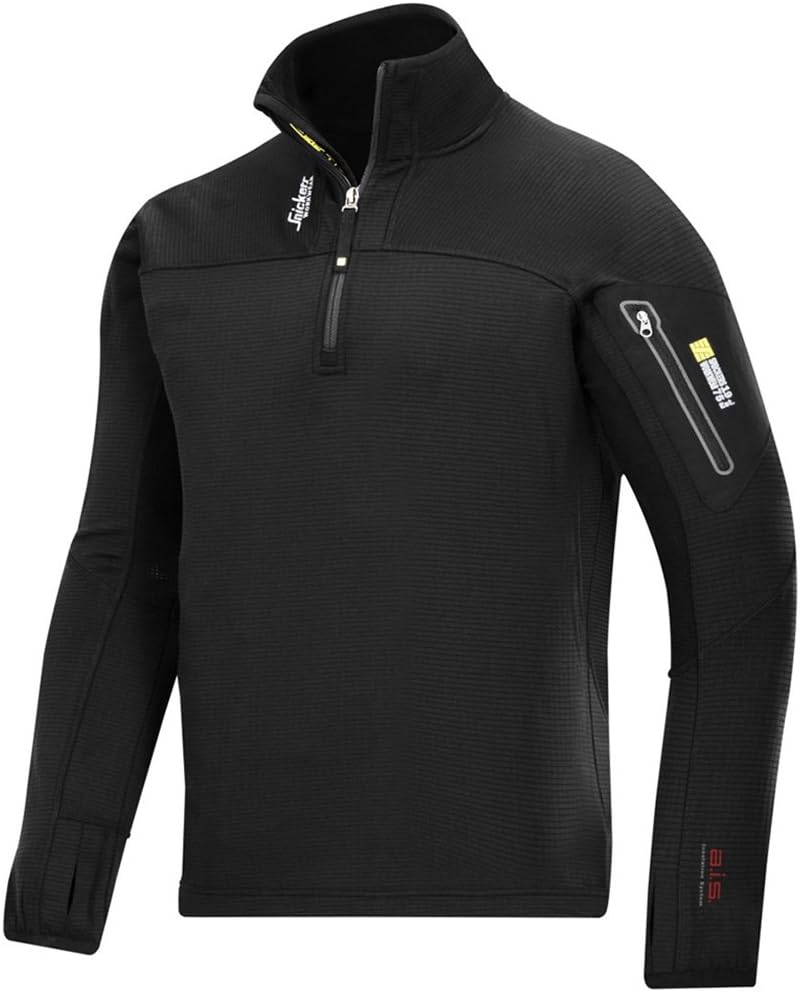 Snickers 94350400007 Size X-Large "Body Mapping" 1/2 Zip Pullover Fleece - Black, XL