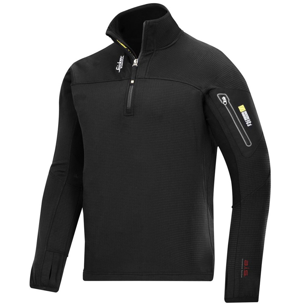 Snickers 94350400007 Size X-Large "Body Mapping" 1/2 Zip Pullover Fleece - Black