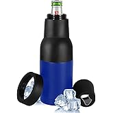 Hgkeke 12oz Universal Beer Bottle Holder Double Walled SS Beer Bottle Cooler 3 in 1 Can Koozie with Beer Opener Vacuum Insulated - fit Fishing,Camping Outdoor Activities & Nice Gift for Men(Dark Blue)