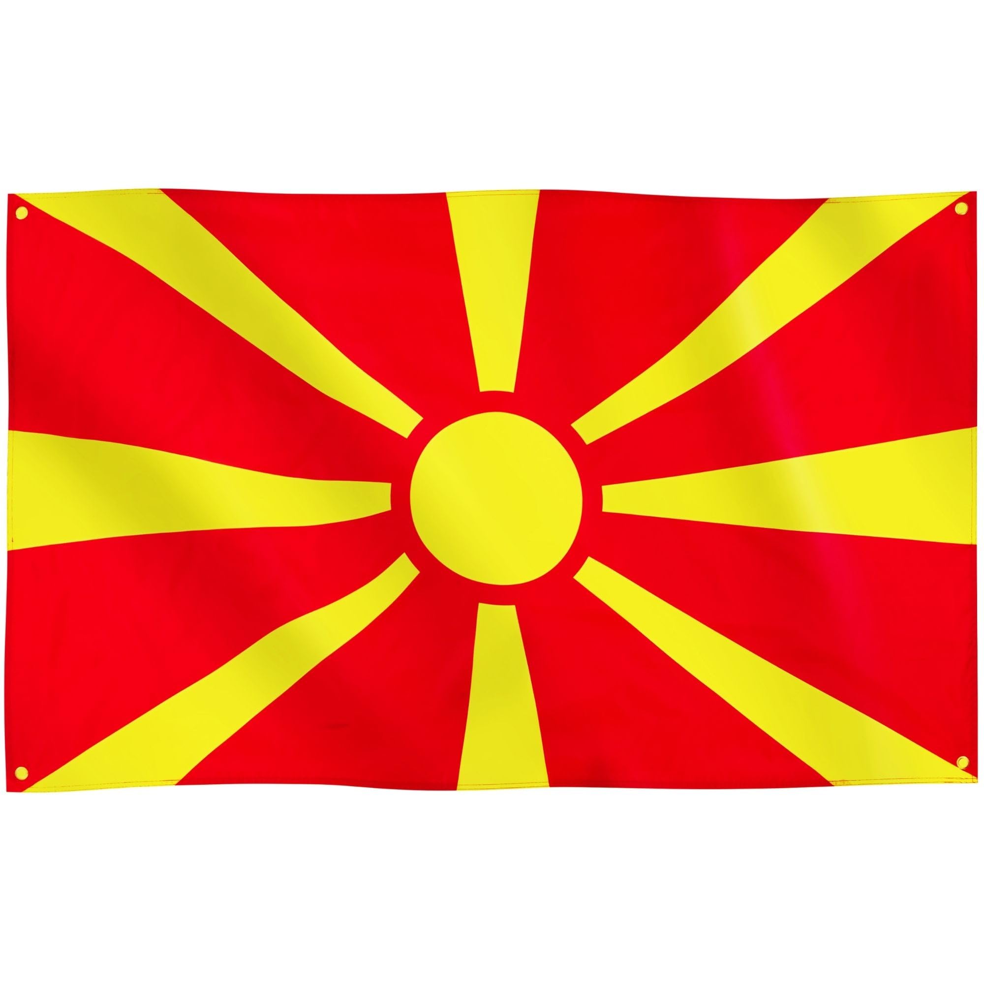 Runesol North Macedonia Flag, 91x152cm, 3ft x 5ft, 4 Grommets, Eyelet In Every Corner, Republic of North Macedonia, MKD Flag, Makedonija, Premium Flags, Inside, Outside, Banner, Vivid Colours — image 1