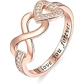 SILVWHIS 925 Sterling Silver Infinity Heart Promise Rings Wedding Bands Rings for Women