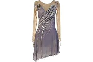 Practice Ice Skating Dress for Adults Round Neck Simple Figure Skating Training Wear for Competition Gymnastic(3X-Large)