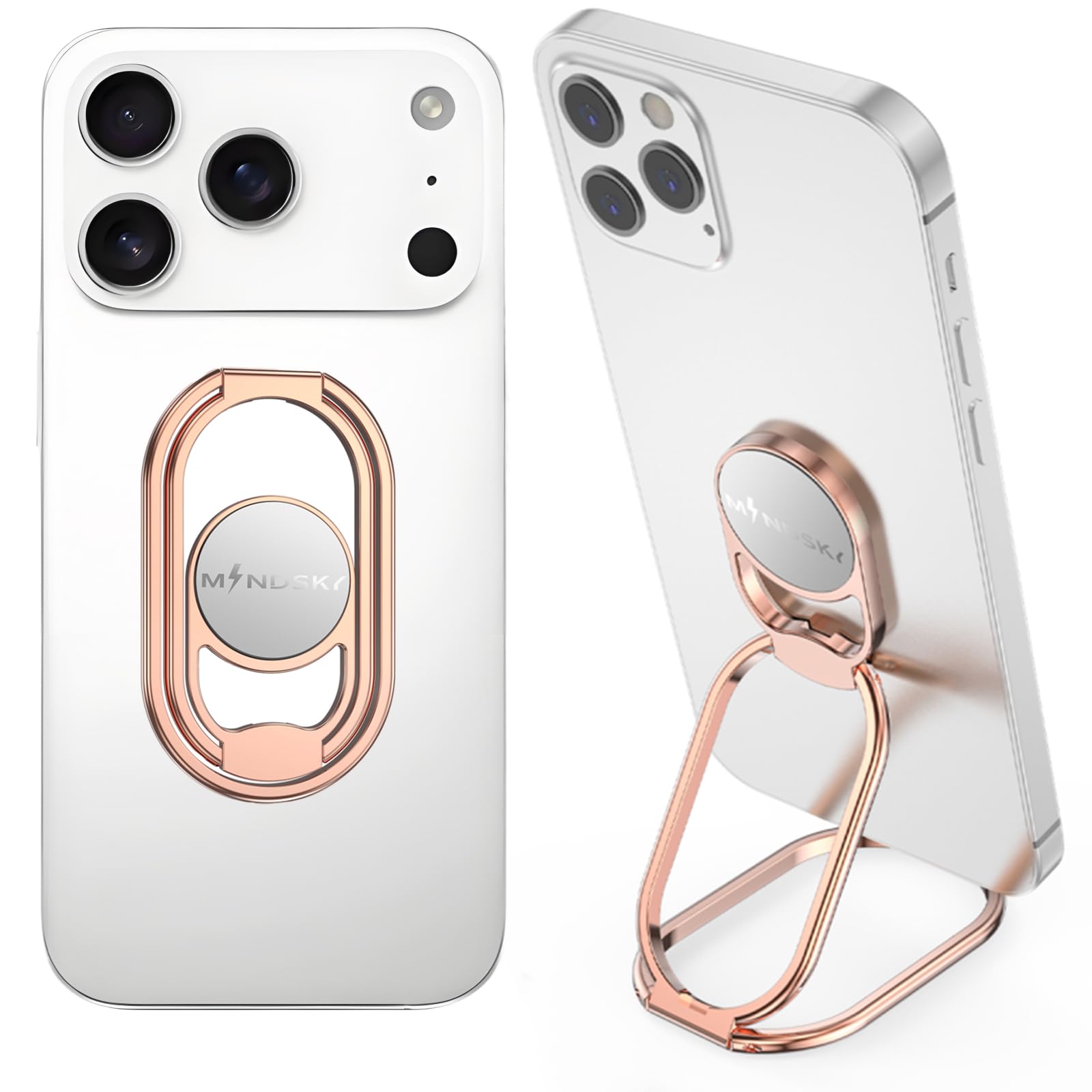 Photo 1 of Phone Ring Holder Grip-with Car Magnetic Phone Mount Metal Phone Ring Finger Kickstand Cell Phone Grip Compatible with iPhone iPad Smartphones Tablets (Rosegold)
