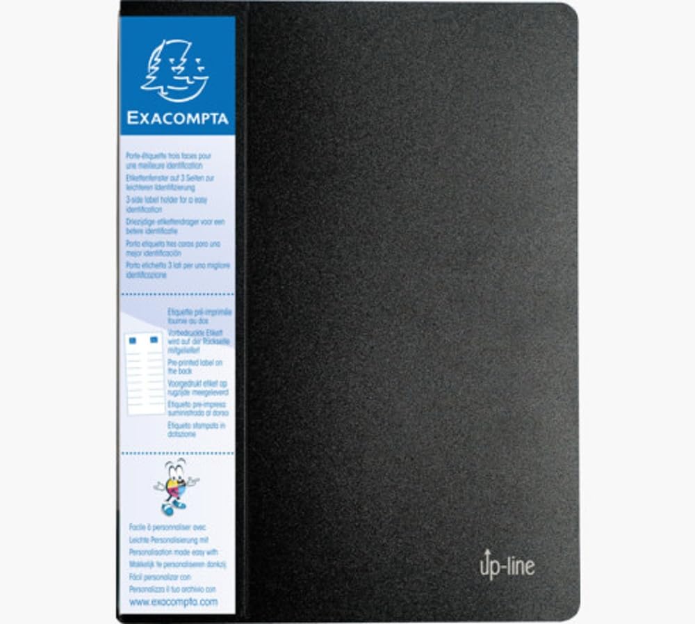 Exacompta - Ref 88401E - Opaque PP Display Book - 240 x 320mm in Size, Suitable for A4 Documents, Crystal Clear Pockets, 0.8mm Polypropylene, 40 Pockets, 80 Viewing Pages - Black