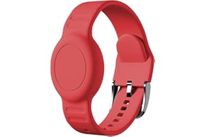 Foweroty for AirTag Bracelet for Kids, Waterproof Cute Print for Air tag Holder for Kids with Soft Silicone Full Coverage Anti-Lost Hidden for Airtag Wristband Accessories for Child, Red