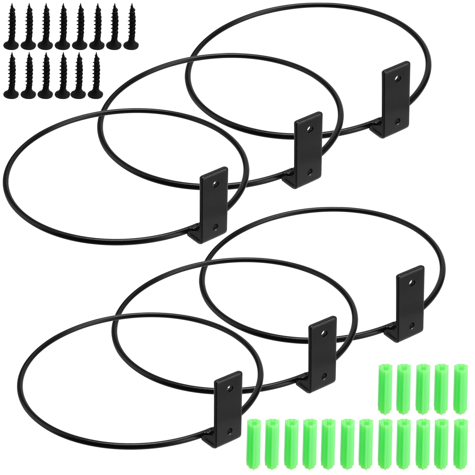 KOHAND 6 Pack 6 Inch Flower Pot Holder Ring, Wall Mount Plant Pot Holder with Mounting Hardware, Metal Plant Pot Ring Stand Wall Bracke, Black