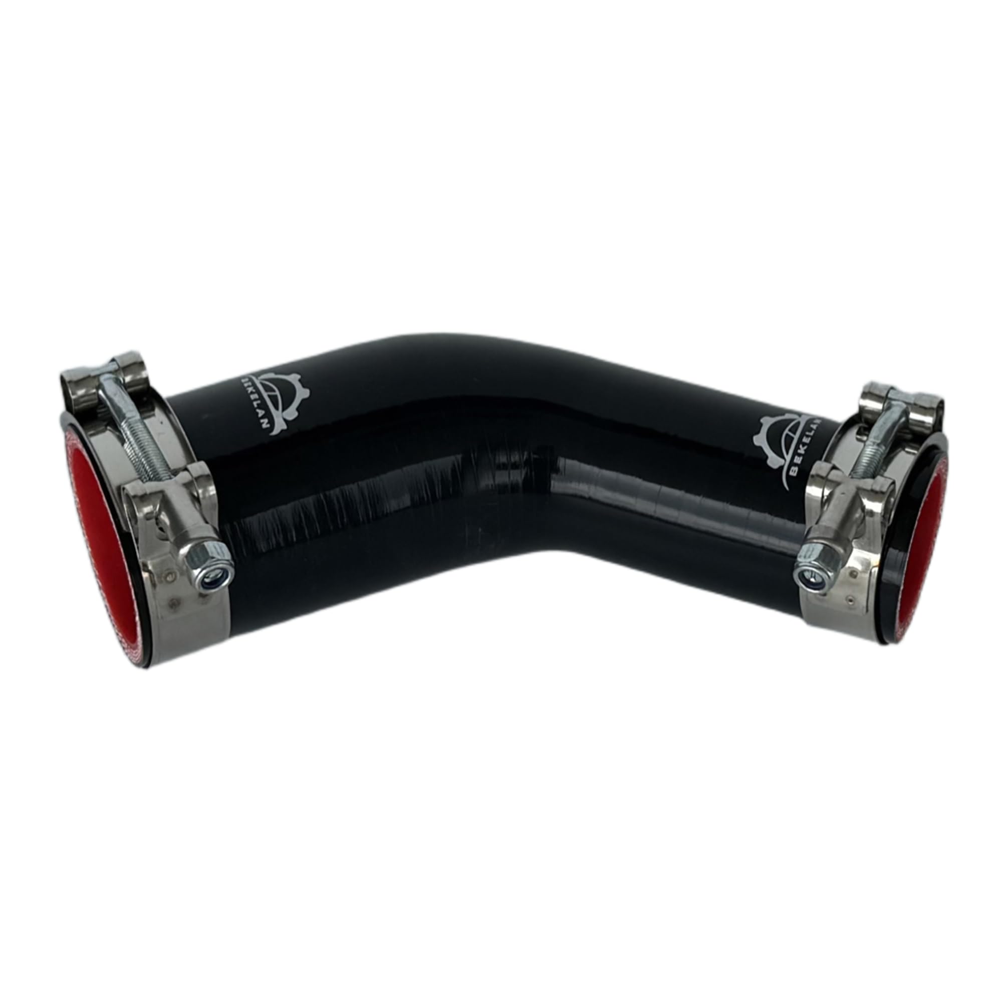 Photo 1 of 1.5" to 2"(38-50mm) 45° Elbow Coupler Silicone Reducer Hose With Stainless Steel T-Bolt Clamp - High-Temp 4-Ply Reinforced Design for Automotive Turbo/Intercooler/Intake Piping/Industrial Hydraulic