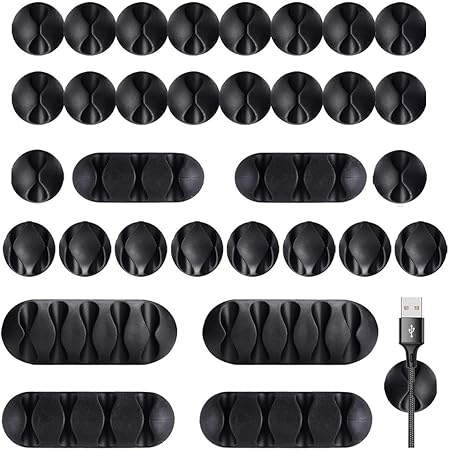 Amazon Ivetto ケーブルホルダー ケーブルクリップ ケーブルホルダー シリコン整理用usb配線 クリップ ケーブル固定 コード収納32個 配線アクセサリー 文房具 オフィス用品